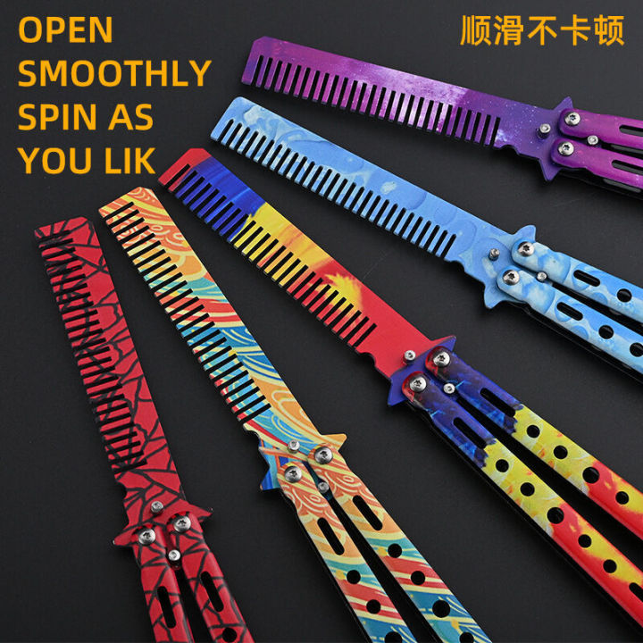 Butterfly All Steel Unbladed Outdoor Folding Comb CSGO Peripheral Fantasy Hands Swing Practice Novice Training Knife