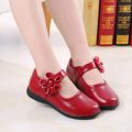 Kids Summer Bow-knot Black Student Sandals Fashion Girls Leather Shoes for Children Wedding Dress Princess School Shoes. 