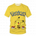 New Cute Pocket Monster Pikachu T-shirt Children's Cute Game Cartoon Print Fashion Harajuku Casual Short Sleeve Garment 4T-14T. 