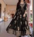 Joypuri Readymade Floral Screen Glossy Printed Long Round Frock Kurti Dress For Women.