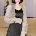 2024 Mesh Ice Silk Knitted Cervical Support Summer Sun Protection Cardigan Outer Wear Women's Short Cape Air Conditioning Shirt Outer. 