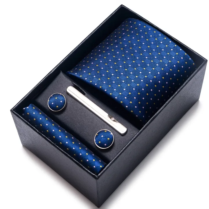 100%25%20Silk%20Brand%20Tie%20Handkerchief%20Cufflink%20Set%20For%20Men%20Necktie%20Holiday%20Gift%20Box%20Blue%20Gold%20Suit%20Accessories%20Slim%20Wedding%20Gravatas%20-%20Image%205