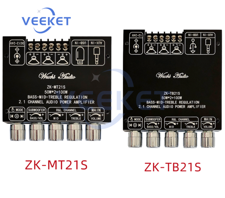 Zk-Mt21s Zk-Tb21s National Core Edition 2.1-Channel Bluetooth Audio Amplifier Board Module Subwoofer Mid-Range Treble Bass Amp