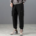 RUPPSHCH Spring And Summer New Men Casual Fashion Solid Color Beamed Straight Cargo Pants Men Trend Multi-cket Pants.