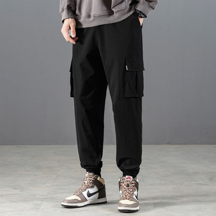 RUPPSHCH%20Spring%20And%20Summer%20New%20Men%20Casual%20Fashion%20Solid%20Color%20Beamed%20Straight%20Cargo%20Pants%20Men%20Trend%20Multi-cket%20Pants%20-%20Image%202