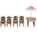 HarnezZ Wooden Mini Table Chair Set Toys Pretend Role Play Game Play House Kitchen Accessories Toy Set of 5 pcs. 