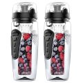 2X 1000Ml/32Oz Fruit Infusing Infuser Water Bottle Plastic Sports Detox Health Black. 