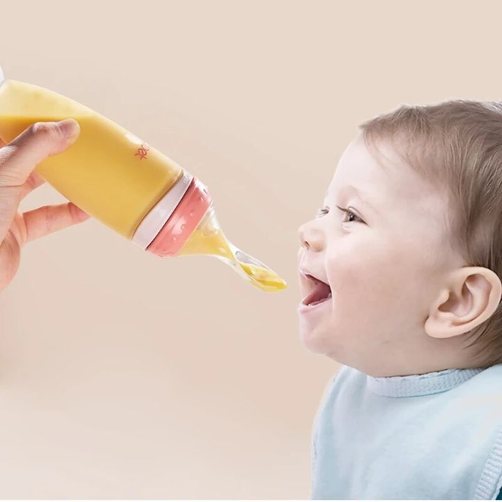 New BBET Baby Squeezing Feeding Bottle Silicone Newborn Training Rice Spoon Infant Cerea Food Supplement Feeder Safe Tableware