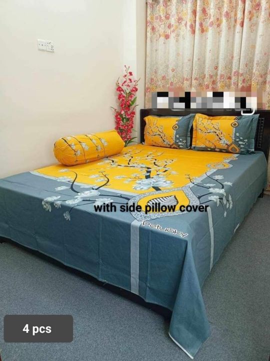 new%20collection%20luxury%20cotton%20double%20size%20twill%20panel%20bed%20sheet%20size%20(7.5%C3%978.5)%20%20King%20size%20with%20two%20pillow%20cover%20-%20Image%202