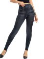 VISNXGI High Waist Leggings Women Gym Pants Hollow Out Workout Push Up Elastic Faux Denim Jeggings Fitness Side Lace Patchwork. 