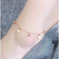 Trendy Adjustable Fashionable Anklets for Girls Simple Stylish Foot Jewelry - Four Leaf Clovers Bells Chain Anklet for Women Anniversary Gift for Wife Girlfriend. 