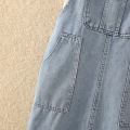 Women Denim Suspender Dress Solid Straps Loose Soft Cargo Jean Vestido Female Summer Versatile Casual Overalls Frock With Pocket. 