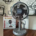 Jy Super JY-2218 Professional Rechargeable Portable Mini Table Fan Strong Wind Left to Right Oscillating Angle 45 Degrees - AC/DC.