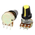 Durable 5 Piece 100K Ohm 3 Terminals Linear Taper Rotary Audio B Type Potentiometer Pot. 