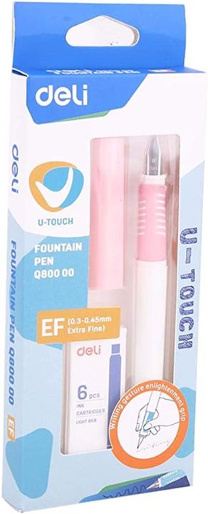 Deli%20Q80000%20School%20Fountain%20Pen%20Set%20with%206%20Blue%20Ink%20-%20Image%204