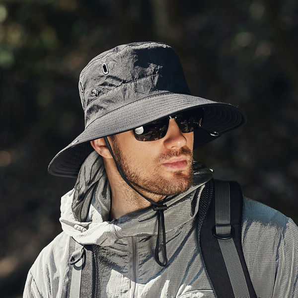 1 Pcs Summer Bucket Hat for Men Fisherman Cap Fishing Outdoor Sunshade Big Brim Sunscreen Riding Hiking Suncreen Sunhat