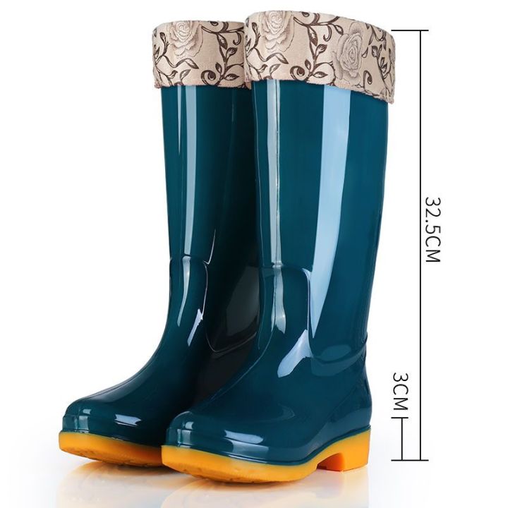 New%20Knee-High%20Rain%20Boots%20Women's%20Rain%20Shoes%20Fleece-Lined%20Warm%20Winter%20Rain%20Boots%20Waterproof%20Non-Slip%20Tendon%20Bottom%20Rubber%20Shoes%20Lightweight%20for%20Summer%20-%20Image%202