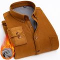 Winter Warm Thick Mens Corduroy Shirts Casual Long Sleeve Solid Regular Fit Business Man Leisure Shirt 2022 New Comfortable Tops.
