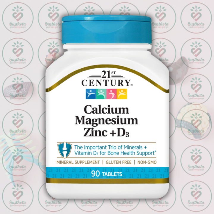 21st Century Calcium Magnesium Zinc +D3 – 1000mg Calcium, 400mg ...