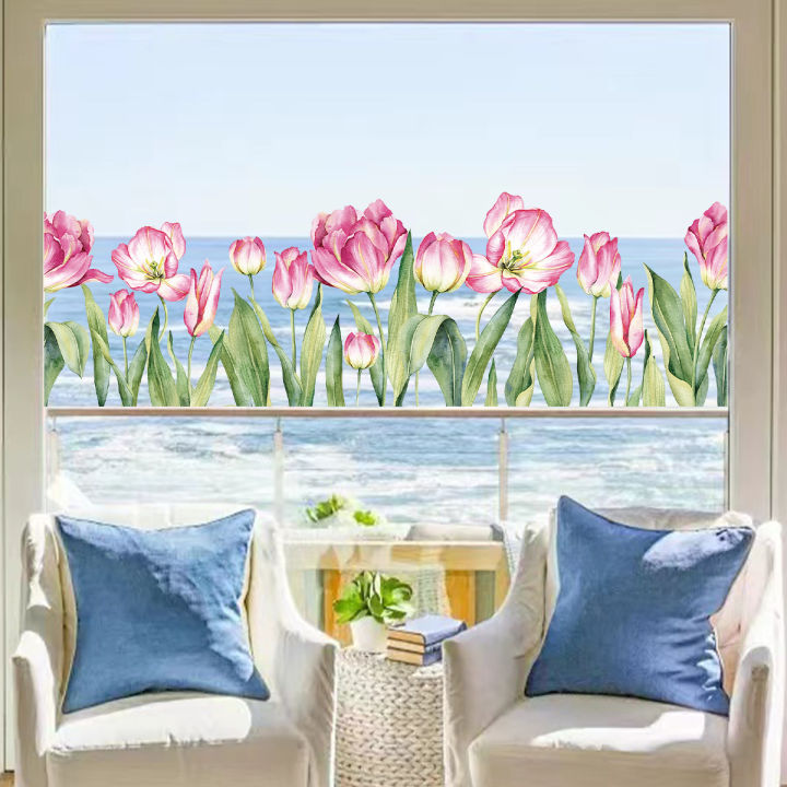 Glass%20sticker%20double-sided%20D%20flower%20photo%20light%20BR0033%20pink%20tulip%20self-adhesive%20window%20beautification%20decorative%20sticker%20-%20Image%203