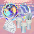 Mermaid Party Disposable Tableware Set Paper Plate Cup Napkin 1st One Kids Girl Little Mermaid Theme Brithday Party Supplies. 
