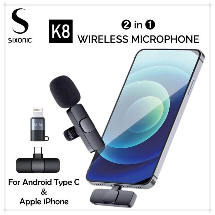 K8 Wireless Collar Clip Professional Microphone For Live, Video, Sound Recorded-Type-C - Microphone - Microphone - Microphone | Daraz.com.bd