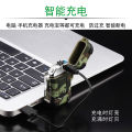 Outdoor waterproof survival whistle pulse double arc charging lighter USB igniter.
