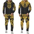 Luxury Golden Pattern Men's 3D Print Zipper Hoodie/Tracksuit Set Baroque Court Crown Vintage Street Wear Men/Women Clothing Suit.