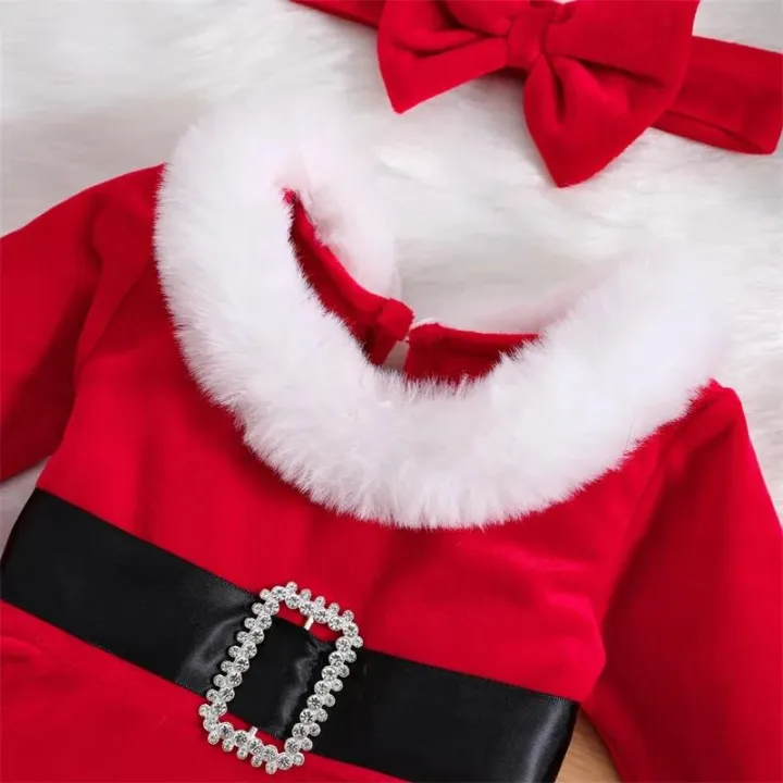 Baby%20Girls%202Pcs%20Christmas%20Bodysuits%20Outfits%20Long%20Sleeve%20Fur%20Trim%20Velvet%20Romper%20Dress%20Headband%20Set%20Newborn%20Winter%20Xmas%20Clothes%20-%20Image%203