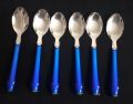 Stainless Steel Tea Spoon Set - 6 Pieces Blue color. 