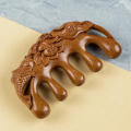 Gold wire natural green sandalwood comb head five teeth round ball meridian comb scalp neck sandalwood massage comb.