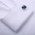 Men's Classic Fly Front Placket French Cuffs Dress Shirt Without Pocket Full Sleeve Standard-fit Banquet Wedding White Shirts. 