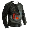 Men's long sleeve T-shirt winter 3D animal printed T shirts street fashion wolf pattern loose tops tees oversized men's clothing.