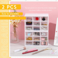 2 Pcs Small Drawer Organizer 9 Drawer Toolbox Mini Drawer Organizer with Clear Drawers Desktop Storage Box (Pink). 