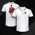 Portugal Short Sleeve Collar Polo Football Jersey For Men - Ronaldo 7 Half Sleeve Collar Polo t shirt - Portugal 7 Jersey.