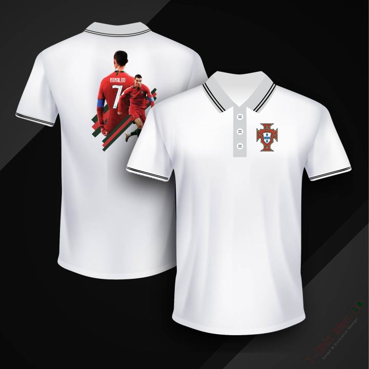 Portugal Short Sleeve Collar Polo Football Jersey For Men - Ronaldo 7 Half Sleeve Collar Polo t shirt - Portugal 7 Jersey