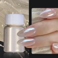 【Great Selection】 1 Box White Chrome Pearl Nail Effect Nail Art Glitter Mermaid Aurora Rubbing Dust on Manicure Decorations. 