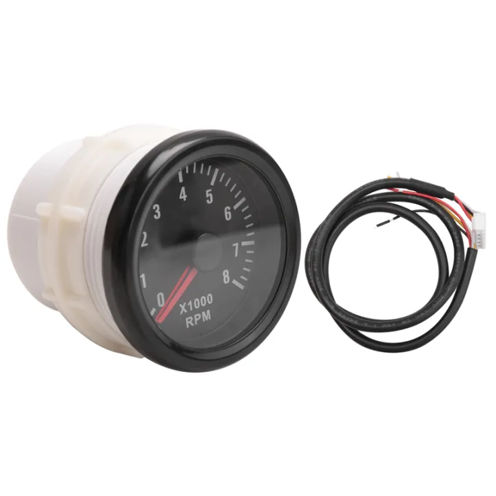 Tachymètre Voiture Analogique 52mm 0-8000 Tr/min - Pour Moteur Essence 1 à 8 Cylindres - Noir