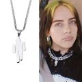 Stainess Steel Humanoid Pendant Hip Hop Necklace Billie Eilish Blohsh The same style No Fade Silver Color Lover Jewelry with Chain For Women Men.