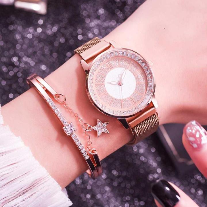 2pcs%20Set%20Luxury%20Women%20Watches%20Magnetic%20Rhinestone%20Female%20Clock%20Quartz%20Wristwatch%20Fashion%20Ladies%20Wrist%20Watch%20Relogio%20Feminino%20-%20Image%202