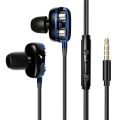 Dual Speaker Wired Earphone Headset Computer Dual Driver Stereo Sport Earbuds with Mic. 