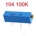 3006 MULTITURN 104 100K Ohm Potentiometer 100K 750mW 3 Pin Leads 19mm Side Linear Shape Trimming 104 Potentiometer VR Pot Variable Resistors 100K Potentiometer 104 Trimpot Trimmer.