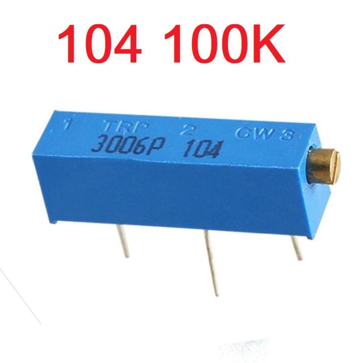 3006 MULTITURN 104 100K Ohm Potentiometer 100K 750mW 3 Pin Leads 19mm Side Linear Shape Trimming 104 Potentiometer VR Pot Variable Resistors 100K Potentiometer 104 Trimpot Trimmer