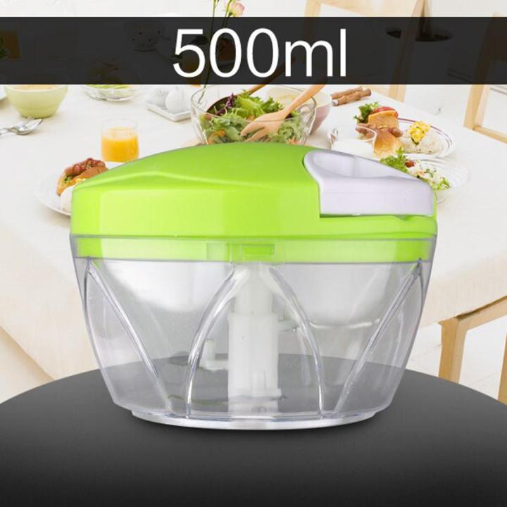 High-capacity Multi-function Kitchen Manual Food Processor Meat Grinder Vegetable Chopper Shredder Cutter Egg Blender-500ml Light green