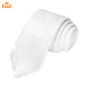 White Premium Quality Elegant Bloom Floral Impression Weave Tie For Men. 