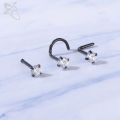 ZS 1 Piece 1.5/2/2.5/3MM Round CZ Crystal Nose Stud 20G 18G Stainless Steel Nose Piercings Pin L Shape Nostril Piercing Jewelry.