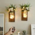Migeet 2PCS Hanging Glass Mason Jars LEDs Fairy Lights Wall Hanging Plastic Flower Home Lighting batt-erys Operated Decorative Indoor String Lights for Home Bedroom Party Christmas Decorations. 
