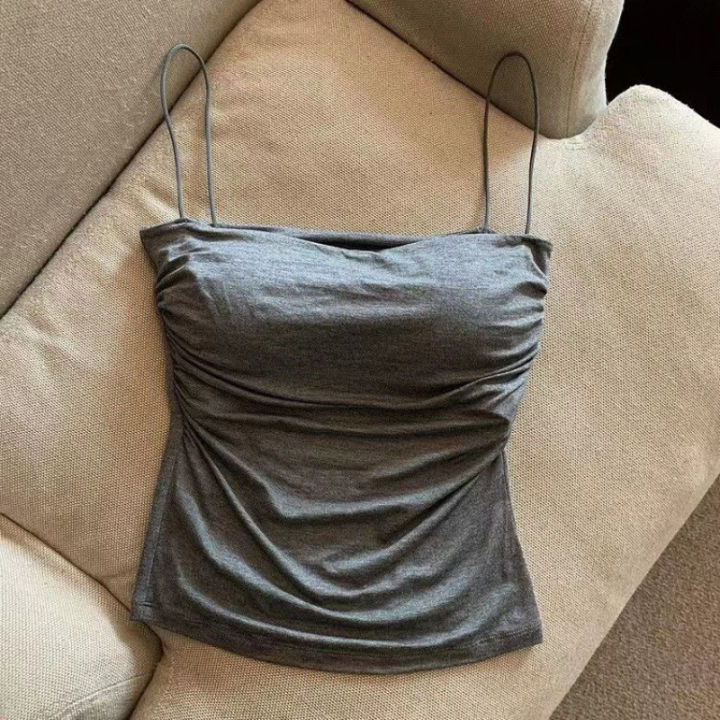 Women%E2%80%99s%20Spaghetti%20Strap%20Ruched%20Camisole%20Top%20-%20Image%203