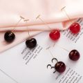 2023 New Japan Korean Cherry Fruit Shaped Drop Earrings For Women Sweet Girls Cute Brincos Line Pendientes Jewelry Gifts. 