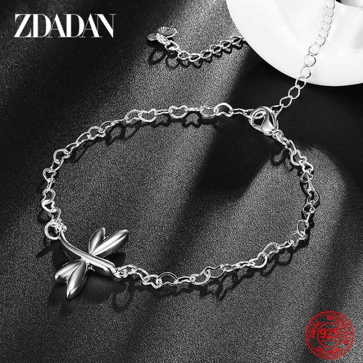 ZDADAN%20925%20Sterling%20Silver%20Dragonfly%20Adjustable%20Chain%20Anklet%20For%20Women%20Fashion%20Jewelry%20-%20Image%204